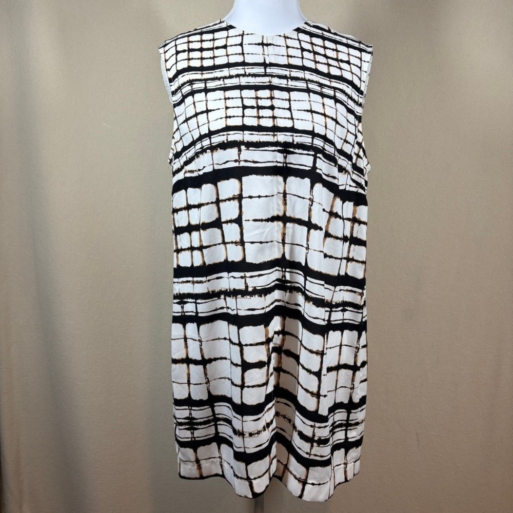 MM.LaFleur Shift Tunic Top Sz L Black White‎ Checkered Professional Minimalist